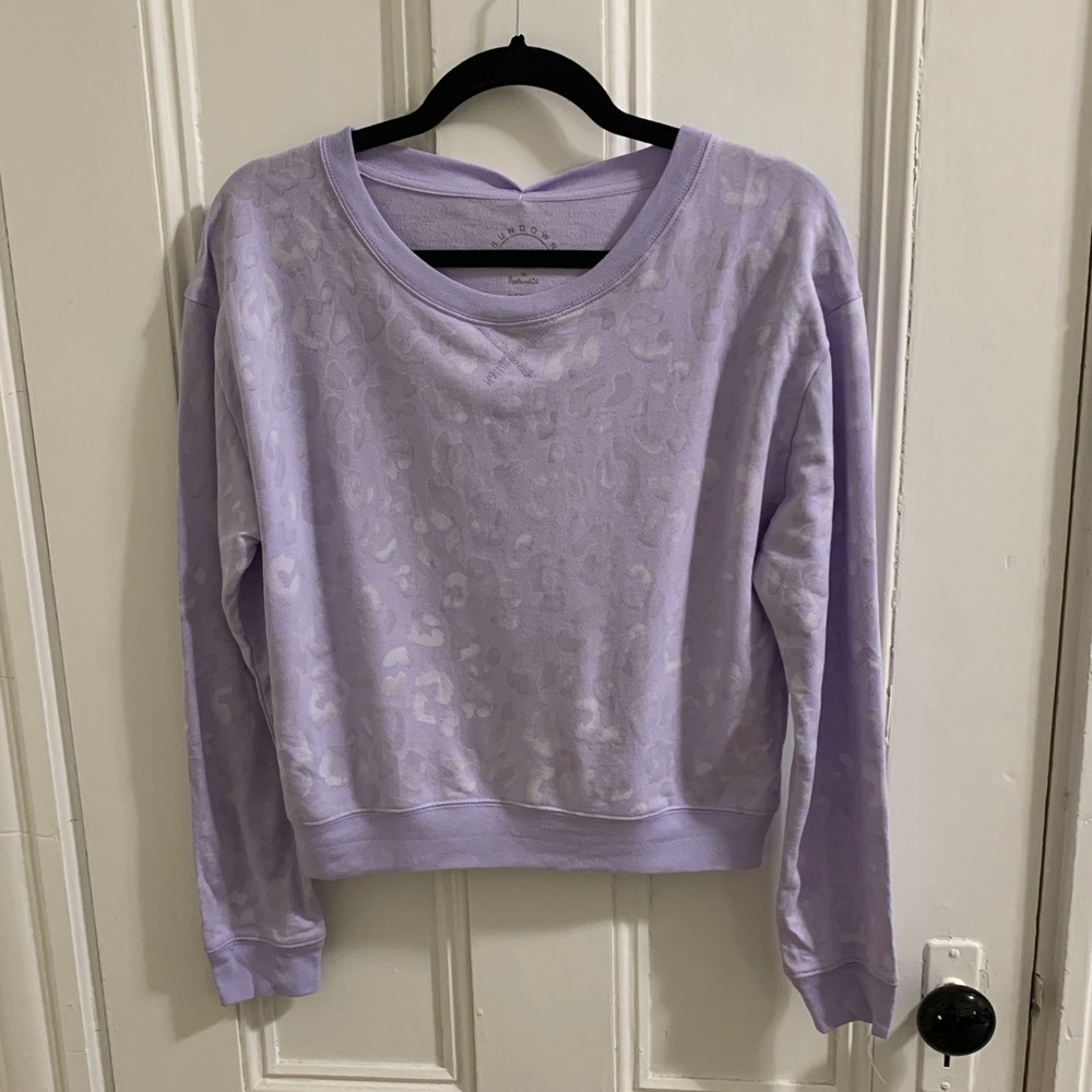 Splendid Jada Leopard Print Sweatshirt with Silver Animal Print, Size M, NWT